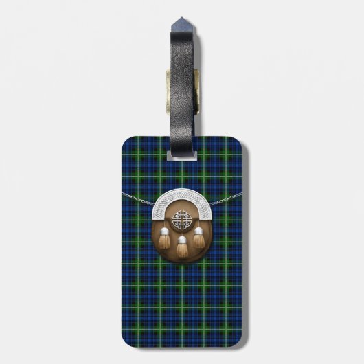Clan forbes tartan en sporran bagagelabel (Achterkant verticaal)