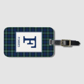 Clan Forbes Tartan groen en blauw geruite monogram Bagagelabel (Voorkant (horizontaal))