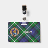 Clan Forbes Wapen over Tartan Badge (Voorzijde met clip)
