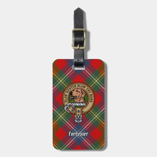 Clan Forrester Crest over Tartan Bagagelabel (Voorkant verticaal)