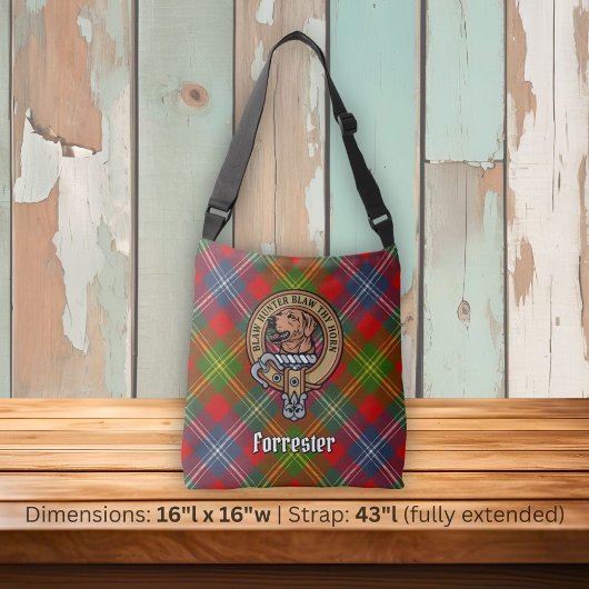 Clan Forrester Crest over Tartan Crossbody Tas