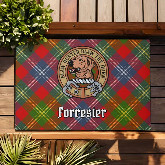 Clan Forrester Crest over Tartan Deurmat
