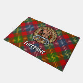 Clan Forrester Crest over Tartan Deurmat (Schuin)