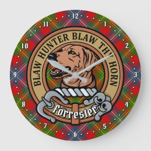 Clan Forrester Crest over Tartan Grote Klok