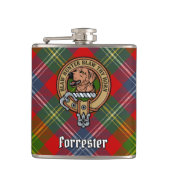 Clan Forrester Crest over Tartan Heupfles (Voorkant)