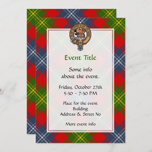 Clan Forrester Crest over Tartan Kaart (Voorkant / Achterkant)