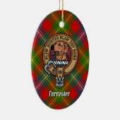 Clan Forrester Crest over Tartan Keramisch Ornament (Rechts)