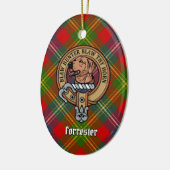 Clan Forrester Crest over Tartan Keramisch Ornament (Links)