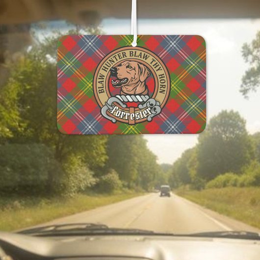 Clan Forrester Crest over Tartan Luchtverfrisser