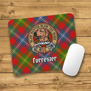 Clan Forrester Crest over Tartan Muismat