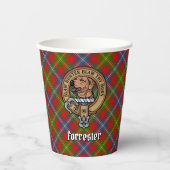Clan Forrester Crest over Tartan Papieren Bekers (Voorkant)