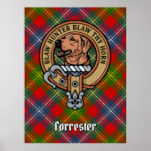 Clan Forrester Crest over Tartan Poster (Voorkant)