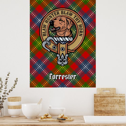 Clan Forrester Crest over Tartan Poster (Keuken)