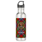 Clan Forrester Crest over Tartan Waterfles (Voorkant)