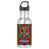 Clan Forrester Crest over Tartan Waterfles (Voorkant)