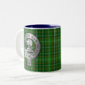 Clan Forrester / Foster Crest & Hunting Tartan Tweekleurige Koffiemok (Voorkant links)