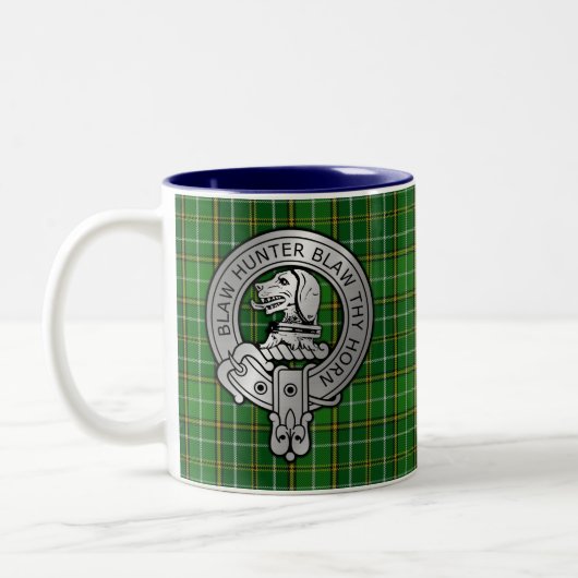 Clan Forrester / Foster Crest & Hunting Tartan Tweekleurige Koffiemok (Links)
