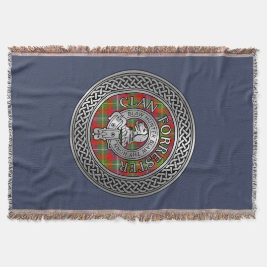 Clan Forrester | Foster Crest & Tartan Knot Deken (Voorkant)