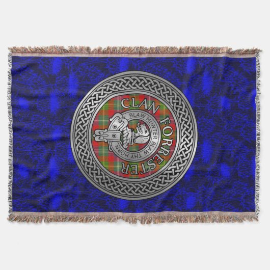 Clan Forrester | Foster Crest & Tartan Knot Deken (Voorkant)