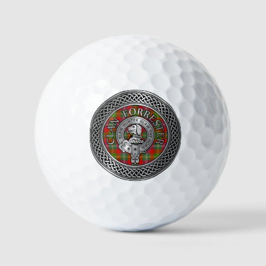 Clan Forrester | Foster Crest & Tartan Knot Golfballen (Voorkant)