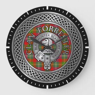 Clan Forrester   Foster Crest & Tartan Knot Grote Klok