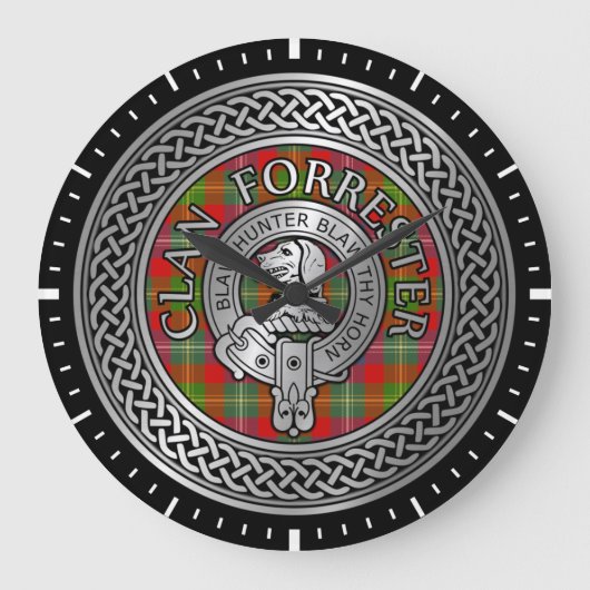 Clan Forrester | Foster Crest & Tartan Knot Grote Klok (Voorkant)