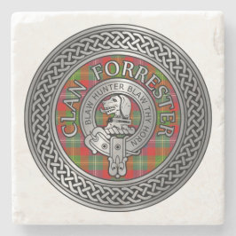 Clan Forrester | Foster Crest & Tartan Knot Stenen Onderzetter