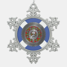 Clan Forrester | Foster Crest & Tartan Knot Tin Sneeuwvlok Ornament