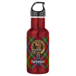 Clan Forrester Wapen over Tartan Waterfles