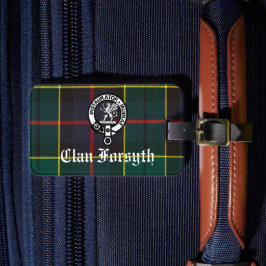 Clan Forsyth Crest Badge en Tartan Bagagelabel