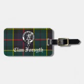 Clan Forsyth Crest Badge en Tartan Bagagelabel (Voorkant horizontaal)