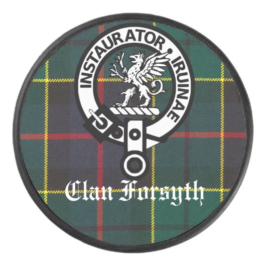 Clan Forsyth Crest Badge en Tartan Hockey Puck (Voorkant)