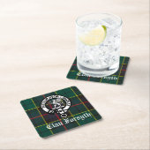 Clan Forsyth Crest Badge en Tartan Kartonnen Onderzetters (Insitu)