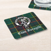 Clan Forsyth Crest Badge en Tartan Kartonnen Onderzetters (Schuin)