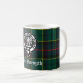 Clan Forsyth Crest Badge en Tartan Koffiemok (Voorkant rechts)