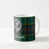 Clan Forsyth Crest Badge en Tartan Koffiemok (Voorkant rechts)