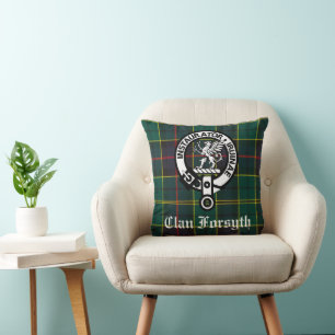 Clan Forsyth Crest Badge en Tartan Kussen