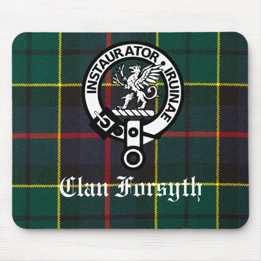 Clan Forsyth Crest Badge en Tartan Muismat (Voorkant)