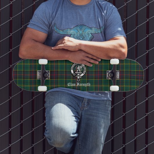 Clan Forsyth Crest Badge en Tartan Persoonlijk Skateboard (Buiten 3)