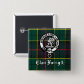 Clan Forsyth Crest Badge en Tartan Vierkante Button 5,1 Cm (Voorkant /achterkant)