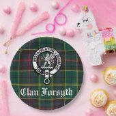 Clan Forsyth Crest Badge & Tartan Papieren Bordje (Feest)