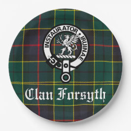 Clan Forsyth Crest Badge & Tartan  Papieren Bordje