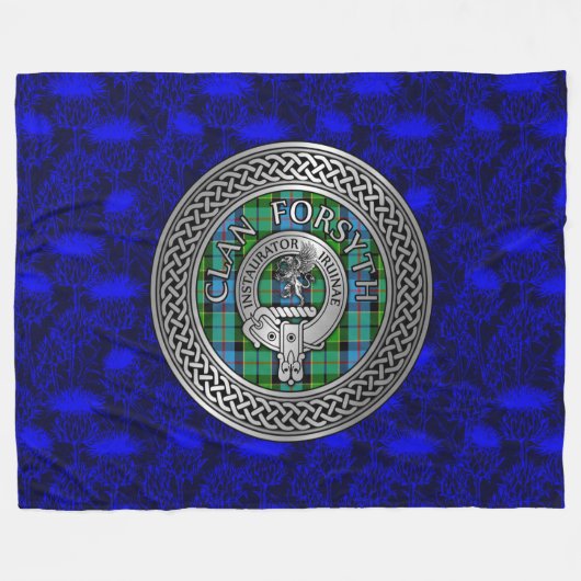 Clan Forsyth Crest & Tartan Knot Fleece Deken (Voorkant (Horizontaal))