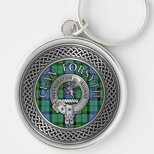 Clan Forsyth Crest & Tartan Knot Sleutelhanger (Voorkant)