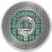 Clan Forsyth Crest & Tartan Knot Sticker (Voorkant)