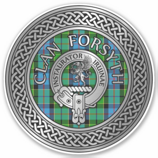 Clan Forsyth Crest & Tartan Knot Sticker (Voorkant)