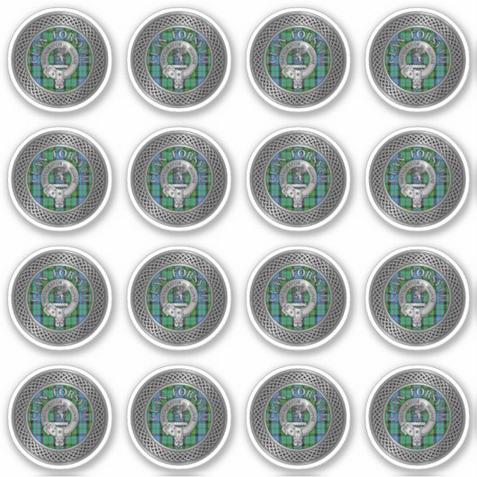 Clan Forsyth Crest & Tartan Knot Sticker (Voorkant)