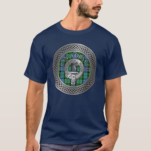 Clan Forsyth Crest & Tartan Knot T-shirt (Voorkant)