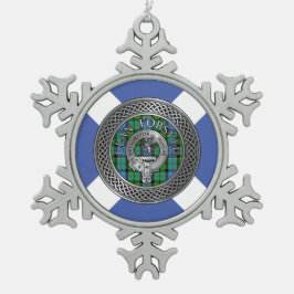 Clan Forsyth Crest & Tartan Knot Tin Sneeuwvlok Ornament