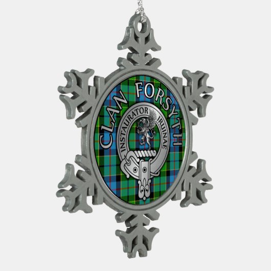 Clan Forsyth Crest & Tartan Tin Sneeuwvlok Ornament (Links)